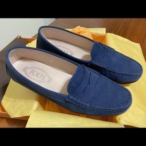 Blue TOD’S Gommino suede Loafer Moccasin